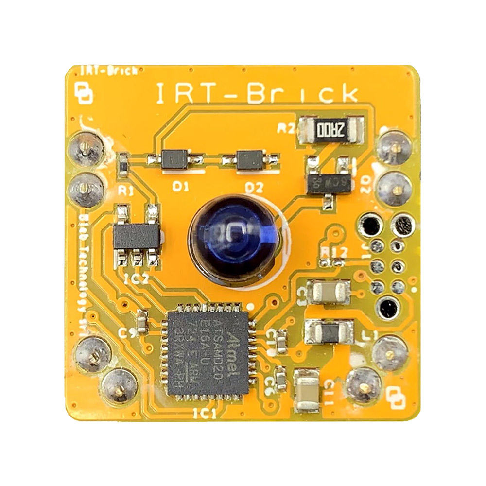 The IRT Blebrick is a 38 kHz infrared transmitter featuring a directive IR LED.